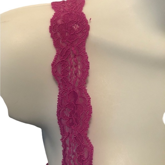 Victoria’s Secret SEXY Sheer Stretch Lace Chemise Cut~Out Back Sz. L Violet - Picture 6 of 7